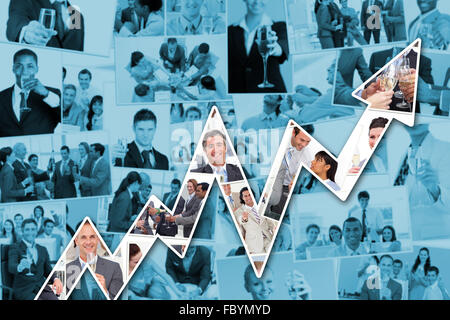 Composite image of collage of businessmen toasting and drinking champagne Stock Photo