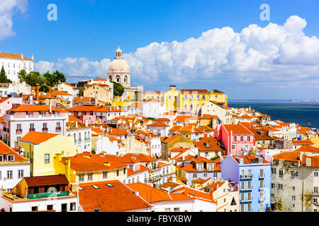 Lisbon, Portugal town skyline at the Alfama. Stock Photo