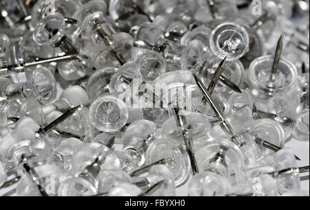 transparent pins for sticking materials Stock Photo