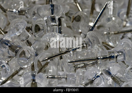 transparent pins for sticking materials Stock Photo