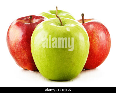 Composition with four apples over white background Stock Photo