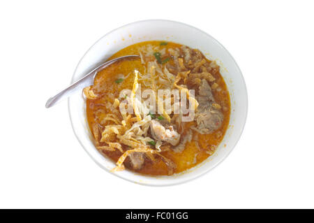 Northern Style Curry Noodle Soup with meat, Thai food Stock Photo
