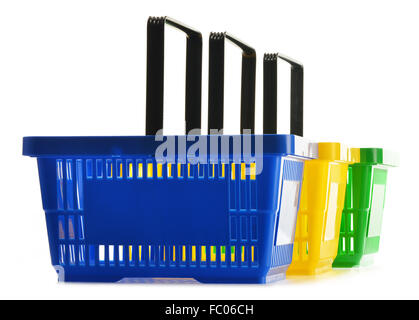Empty shopping baskets isolated on white background Stock Photo