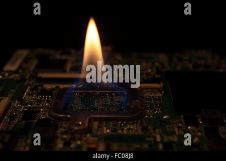 Burning Conductor Board Stock Photo