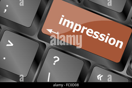 impression word on computer pc keyboard key Stock Photo