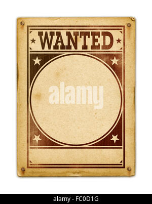 Wanted poster isolated on white Stock Photo