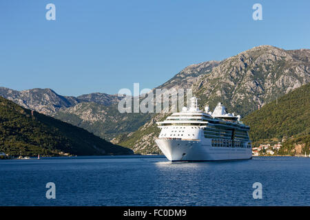 Cruise ship in the Bay of Kotor, Montenegro Stock Photo