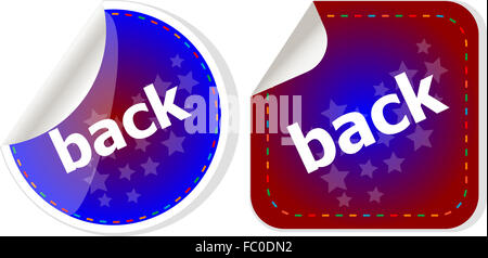 back word on stickers button set, label Stock Photo