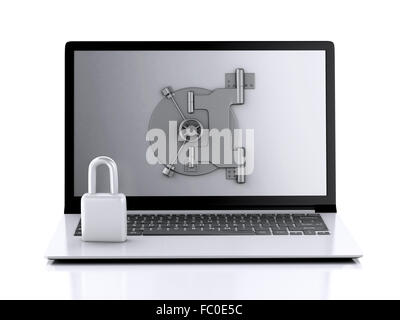 Laptop and combination Lock. Data security concept Stock Photo