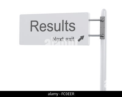3D Illustration. Highway Sign, the next exit resul Stock Photo