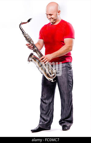 man playing the saxophone Stock Photo
