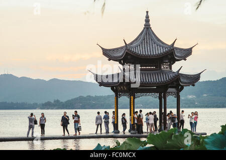 Pavillion in Hangzhou west lake Stock Photo