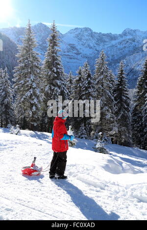 boy in the alps Stock Photo