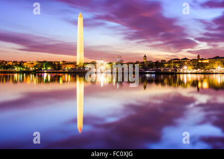 Washington DC at the Tidal Basin and Washington Monument. Stock Photo