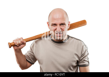 Angry man hand holding baseball sport bat Stock Photo