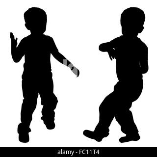 Silhouettes of two little boys Stock Photo - Alamy