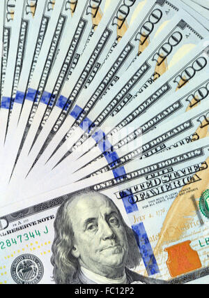 fan of 100 dollar bills Stock Photo