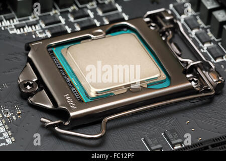 central processor unit on motherboard Stock Photo