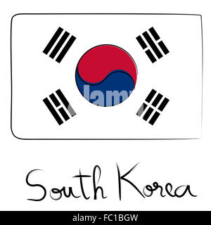 South Korea flag doodle Stock Photo