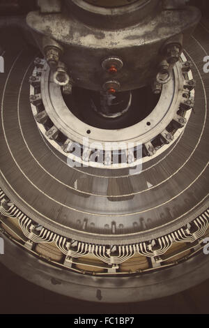 Close-up shot of a stator from a big electric motor. Stock Photo