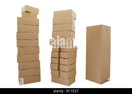 Three stacks of cardboard Stock Photo