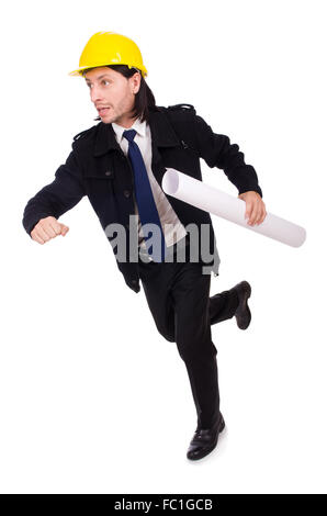 Young construction architect isolated on the white Stock Photo