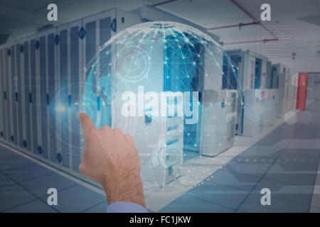 Composite image of businessman hand pointing something Stock Photo