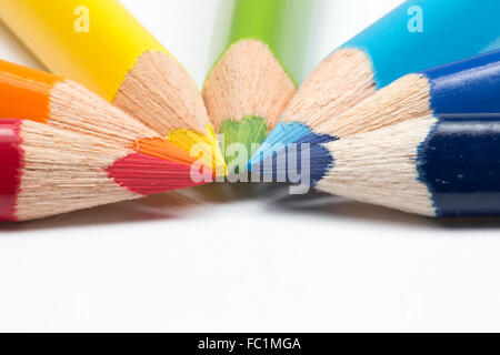 Rainbow coloured pencils Stock Photo