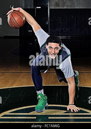 Chino Hills, CA. 8th Dec, 2015. Nationally Ranked Top Prep Basketball player LiAngelo Ball #3 of Chino Hills High School.Chino Hills Basketball Team Photo Day and Media photos.Mandatory Photo Credit: Louis Lopez/Cal Sport Media. © csm/Alamy Live News Stock Photo