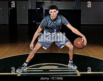 Chino Hills, CA. 8th Dec, 2015. Nationally Ranked Top Prep Basketball player Lonzo Ball #2 of Chino Hills High School.Chino Hills Basketball Team Photo Day and Media photos.Mandatory Photo Credit: Louis Lopez/Cal Sport Media. © csm/Alamy Live News Stock Photo