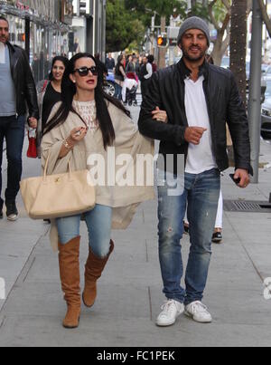 Kyle Richards out with her family in Beverly Hills  Featuring: Kyle Richards, Mauricio Umansky Where: Los Angeles, California, United States When: 19 Dec 2015 Stock Photo