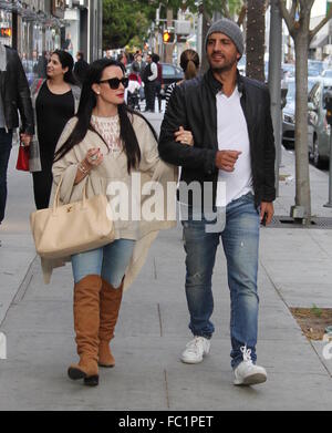 Kyle Richards out with her family in Beverly Hills  Featuring: Kyle Richards, Mauricio Umansky Where: Los Angeles, California, United States When: 19 Dec 2015 Stock Photo