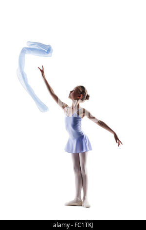 Graceful little girl dancing with cloth Stock Photo