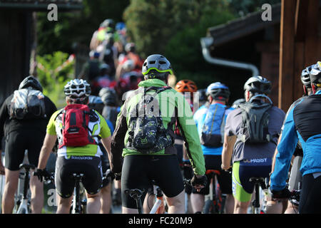 Dre Dans le l'Darbon : mountain bike race in the french Alps. Stock Photo