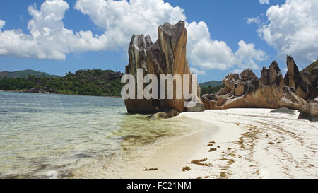 tropical beach on curieuse island Stock Photo