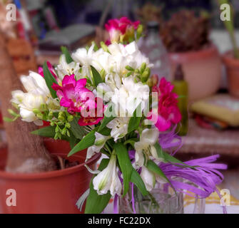 Nice bouquet of pink and white freesia Stock Photo