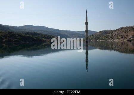 submerged village on the Euphrates River in southern Turkey Stock Photo