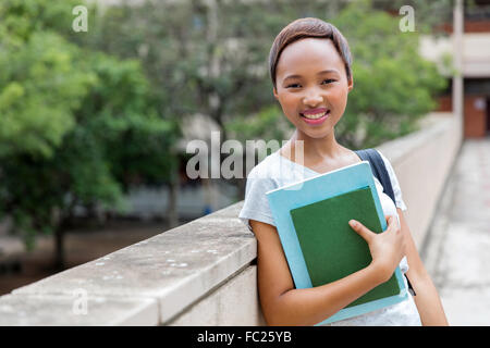 pretty African American college girl portrait on campus Stock Photo