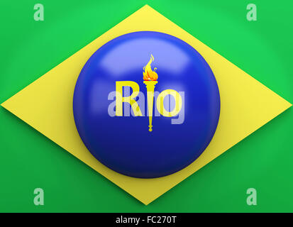 3d Brazil flag. Summer olympic games Stock Photo