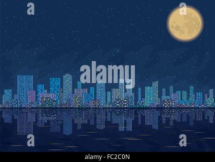 vector night city landscape Stock Vector Image & Art - Alamy