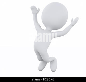 3d white people jumping by happy. Stock Photo