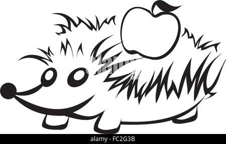 stylized hedgehog with apple Stock Vector