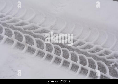 Tread in the snow - close-up Stock Photo