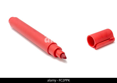Red marker pen on white background Stock Photo