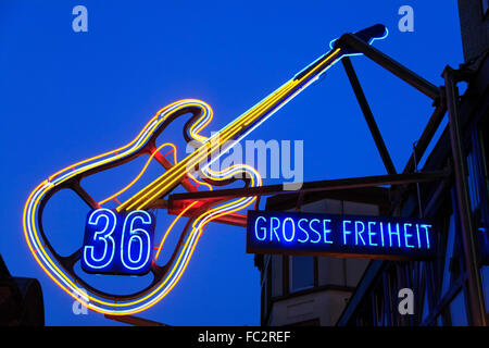 Redlight district St. Pauli, Music Club Grosse Freiheit 36 near Reeperbahn, Hamburg, Germany, Europe Stock Photo