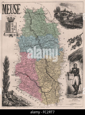 MEUSE. Département. Bar-le-Duc. Oudinot. VUILLEMIN, 1879 antique map Stock Photo