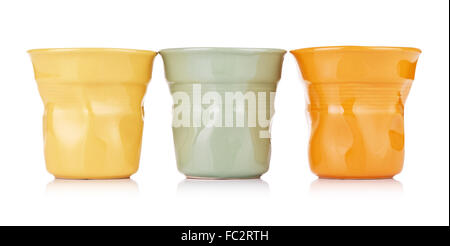 original colorful espresso cups, isolated on white Stock Photo