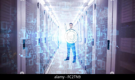 Composite image of shiny spiral of binary code Stock Photo