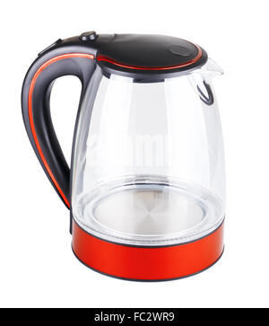 glass electric kettle, isolated on white background Stock Photo