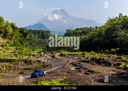 Merapi volcano, Mountain of Fire in Java. It is the most active volcano in Indonesia. Stock Photo